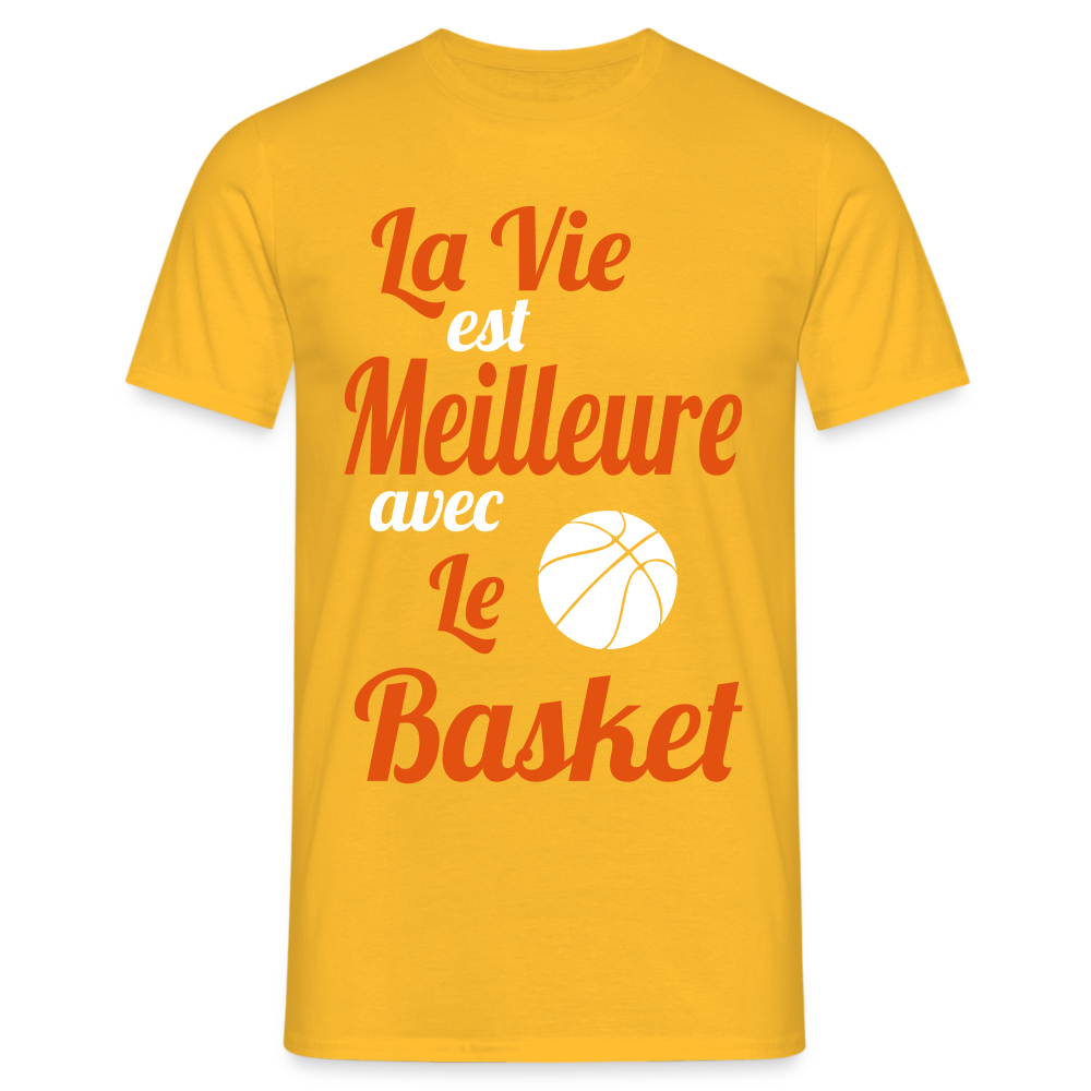 T-shirt Homme - La vie est meilleure avec le Basket - jaune