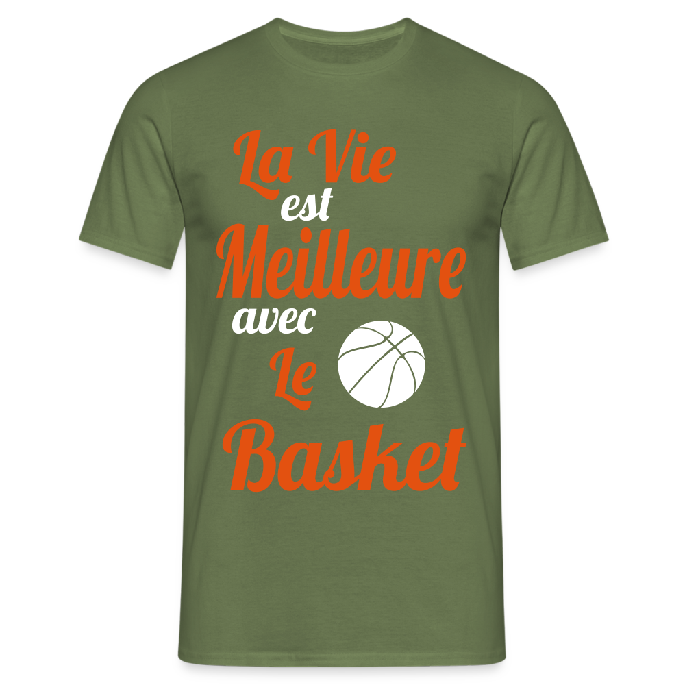 T-shirt Homme - La vie est meilleure avec le Basket - vert militaire