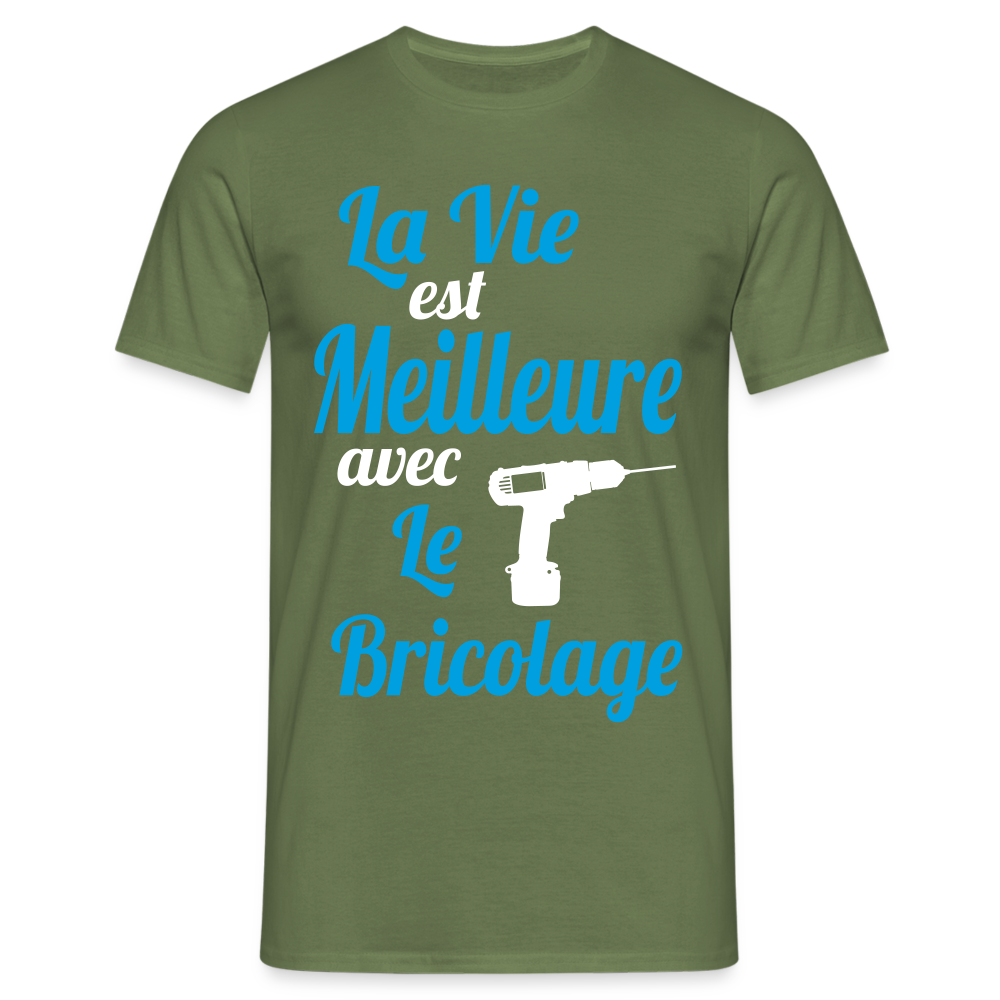 T-shirt Homme - La vie est meilleure avec le Bricolage - vert militaire