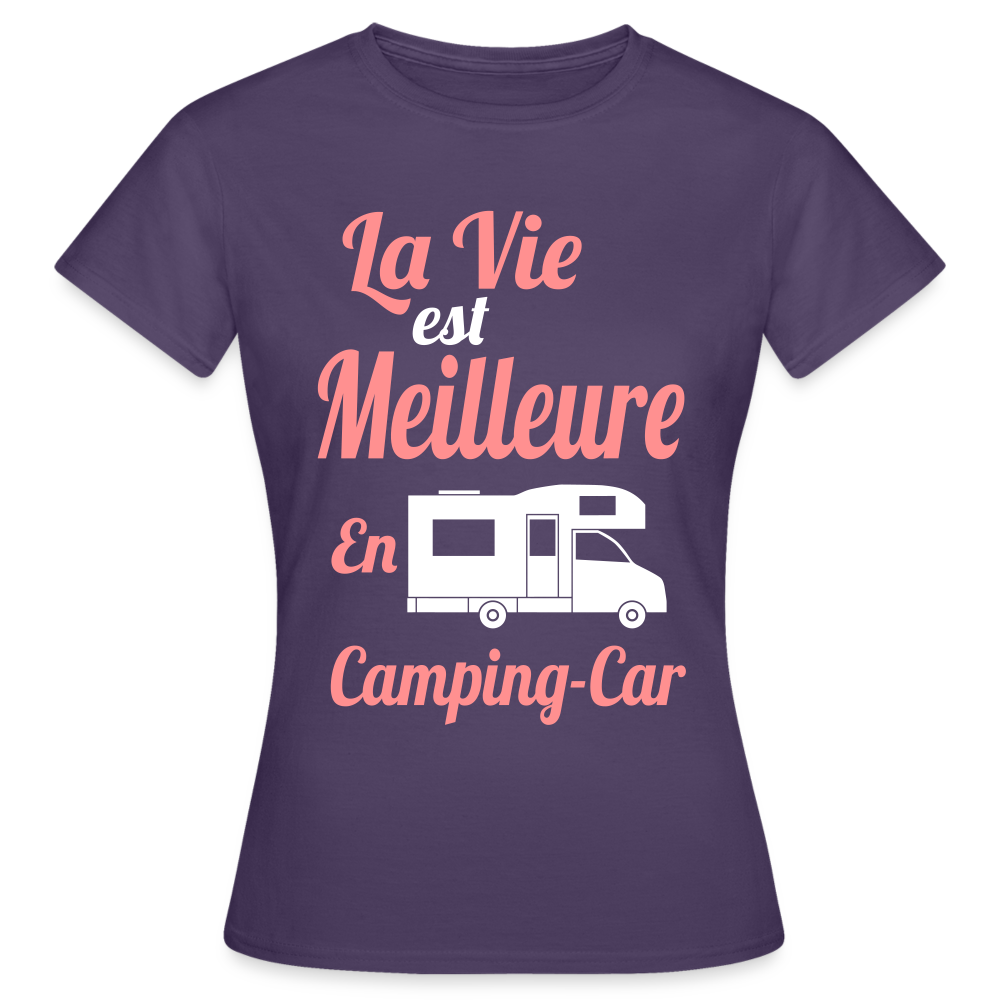 T-shirt Femme - La vie est meilleure avec en Camping-car - violet foncé