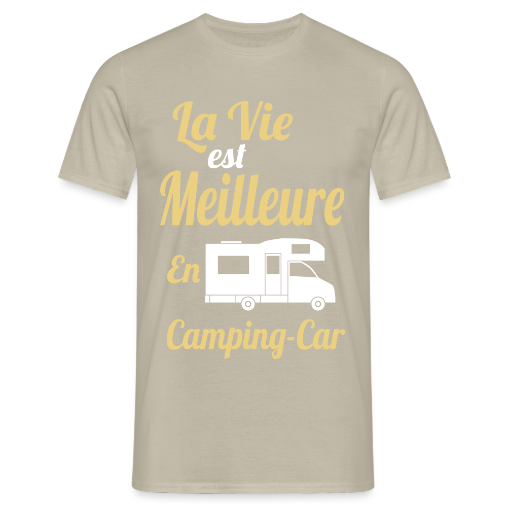 T-shirt Homme - La vie est meilleure avec en Camping-car - beige sable