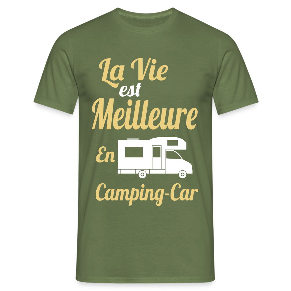 T-shirt Homme - La vie est meilleure avec en Camping-car - vert militaire