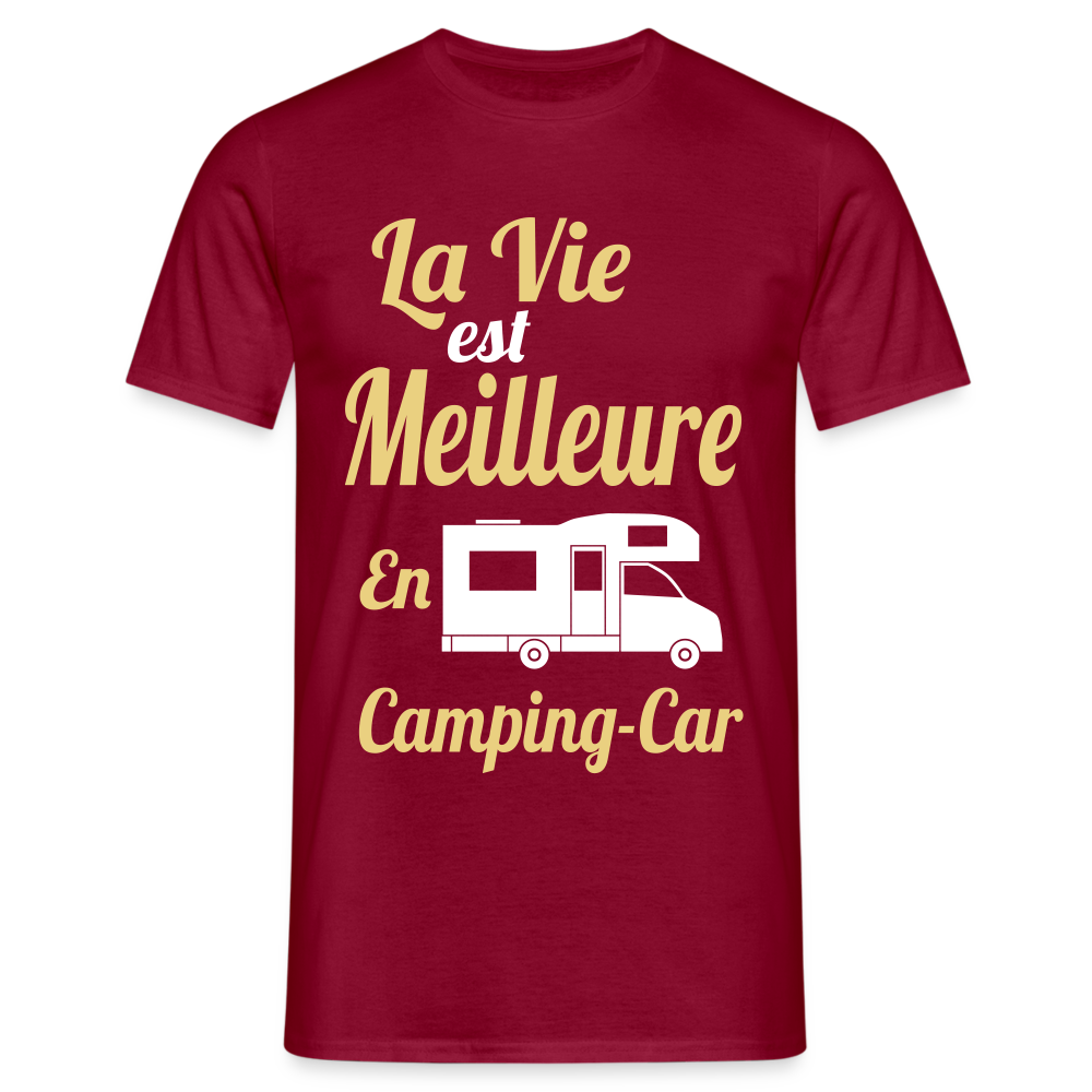 T-shirt Homme - La vie est meilleure avec en Camping-car - rouge brique