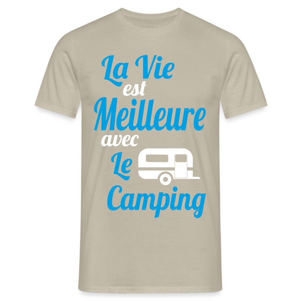 T-shirt Homme - La vie est meilleure avec le Camping - beige sable