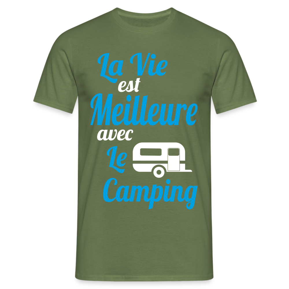 T-shirt Homme - La vie est meilleure avec le Camping - vert militaire