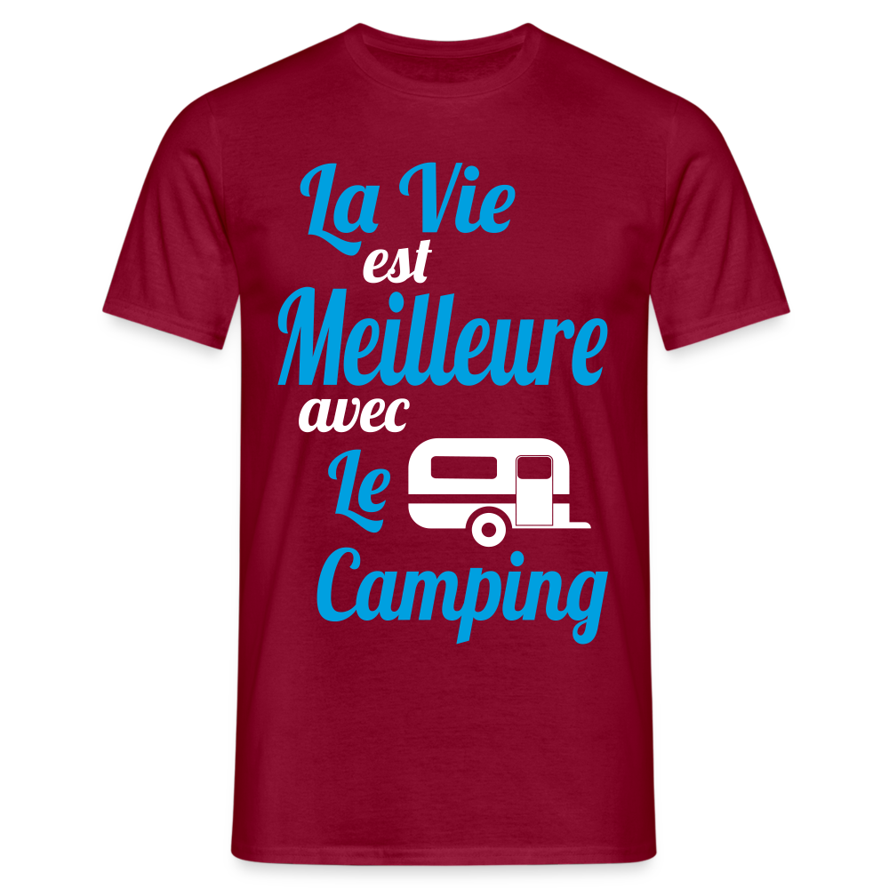 T-shirt Homme - La vie est meilleure avec le Camping - rouge brique