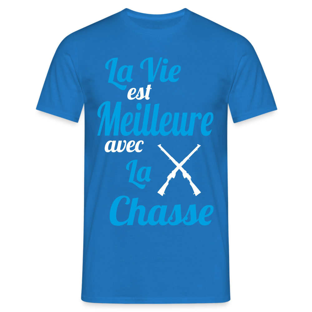 T-shirt Homme - La vie est meilleure avec la Chasse - bleu royal