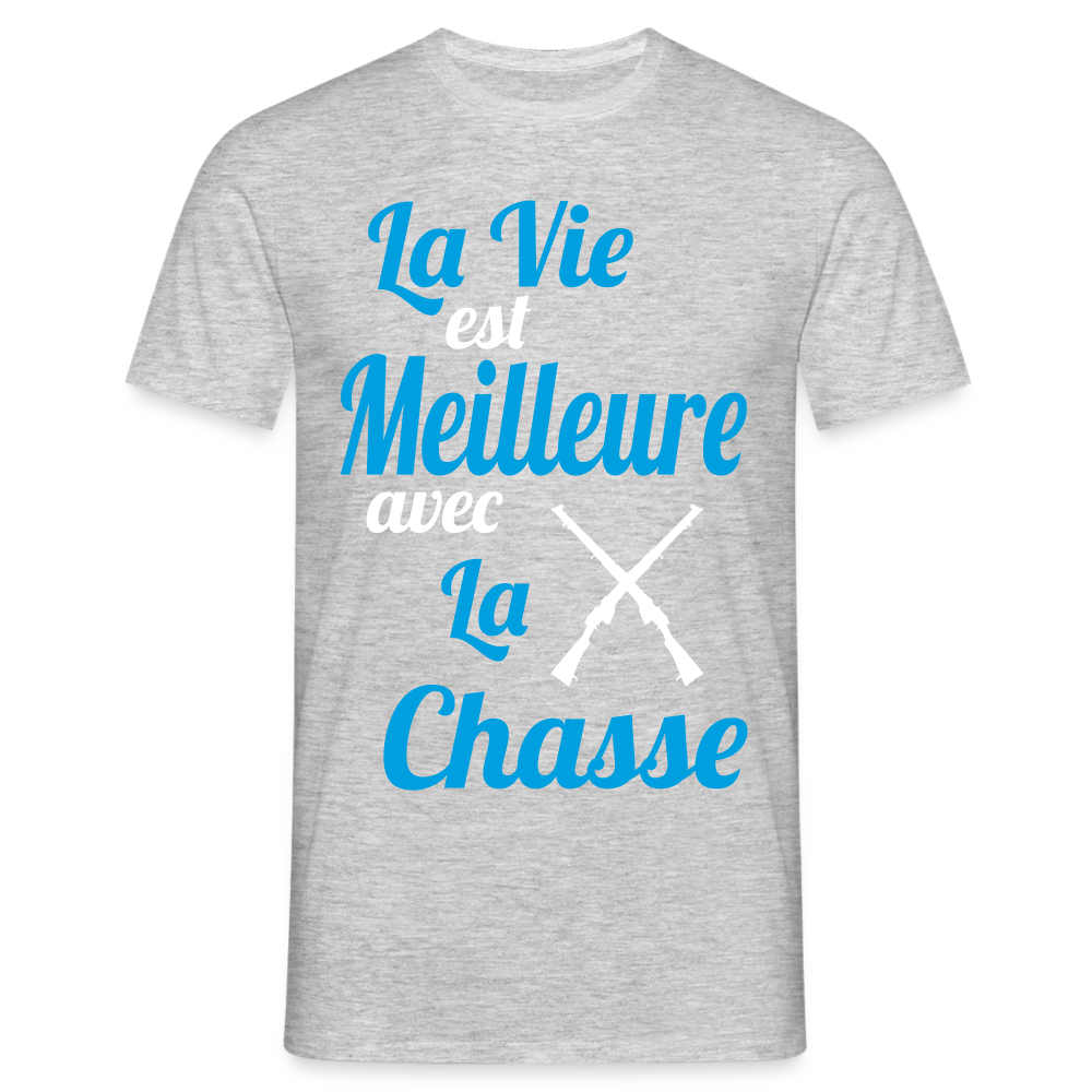 T-shirt Homme - La vie est meilleure avec la Chasse - gris chiné