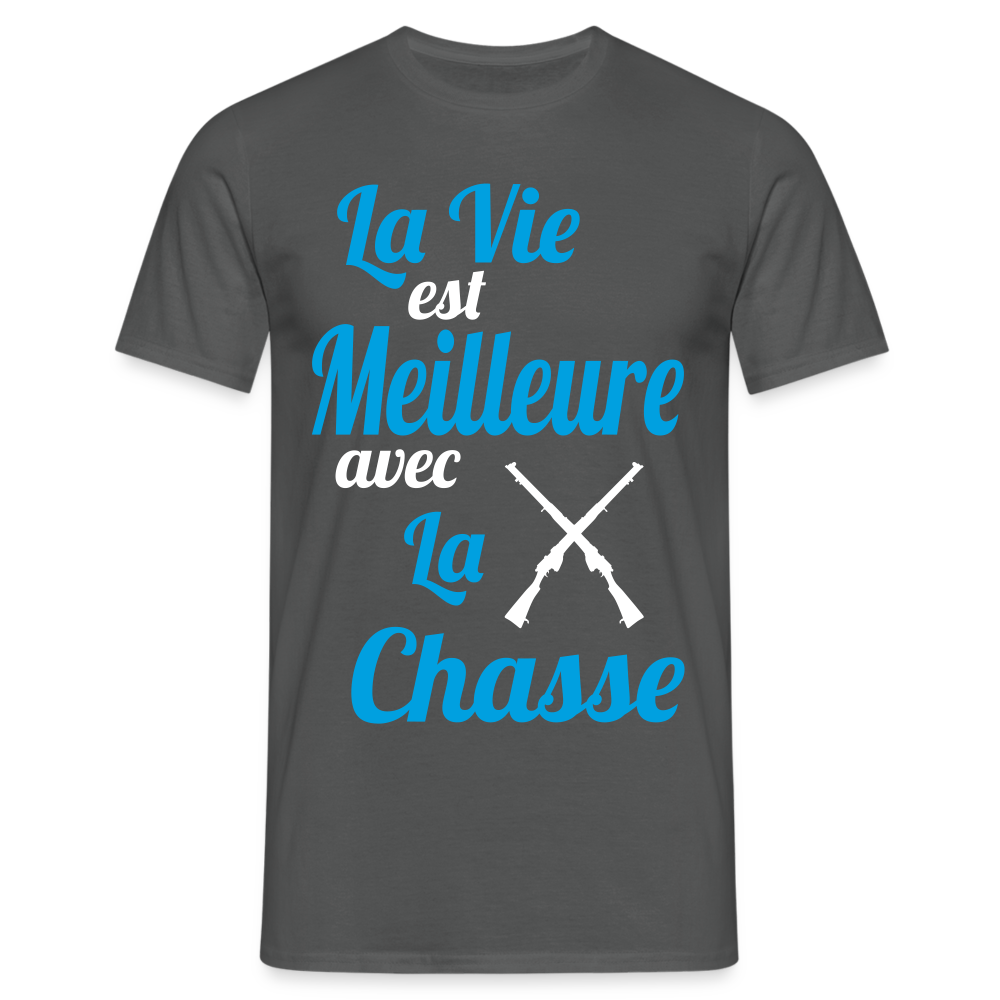 T-shirt Homme - La vie est meilleure avec la Chasse - charbon