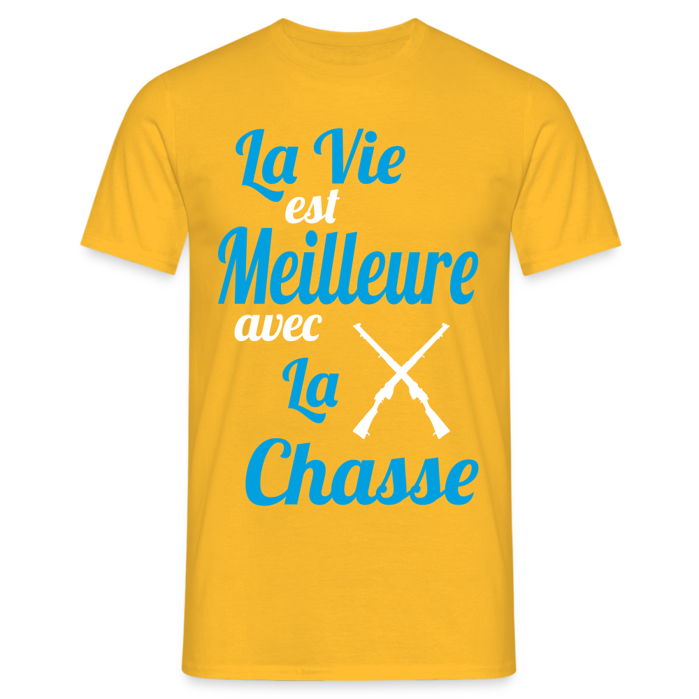 T-shirt Homme - La vie est meilleure avec la Chasse - jaune