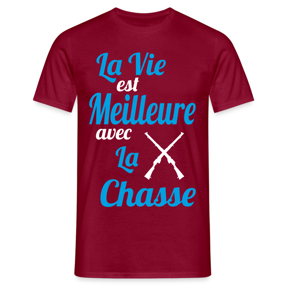 T-shirt Homme - La vie est meilleure avec la Chasse - rouge brique