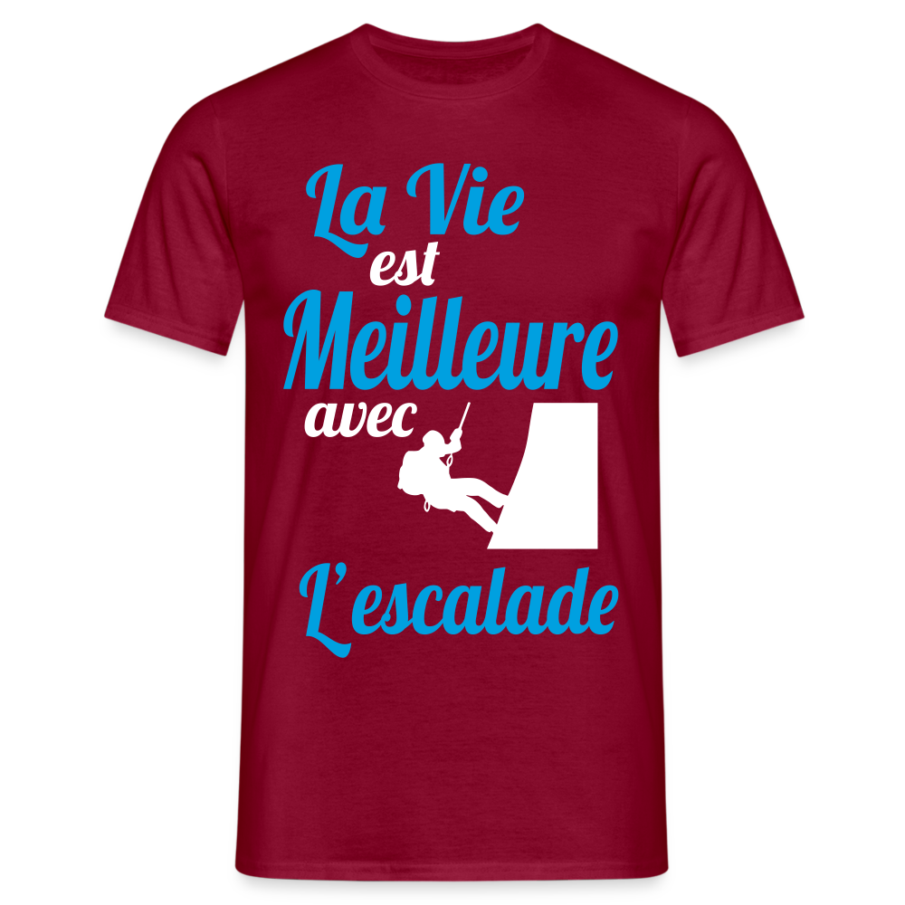 T-shirt Homme - La vie est meilleure avec l'Escalade - rouge brique