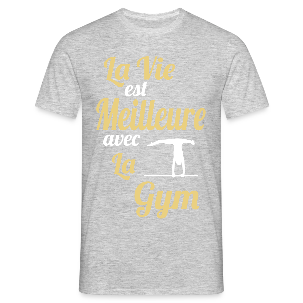 T-shirt Homme - La vie est meilleure avec la gym - gris chiné