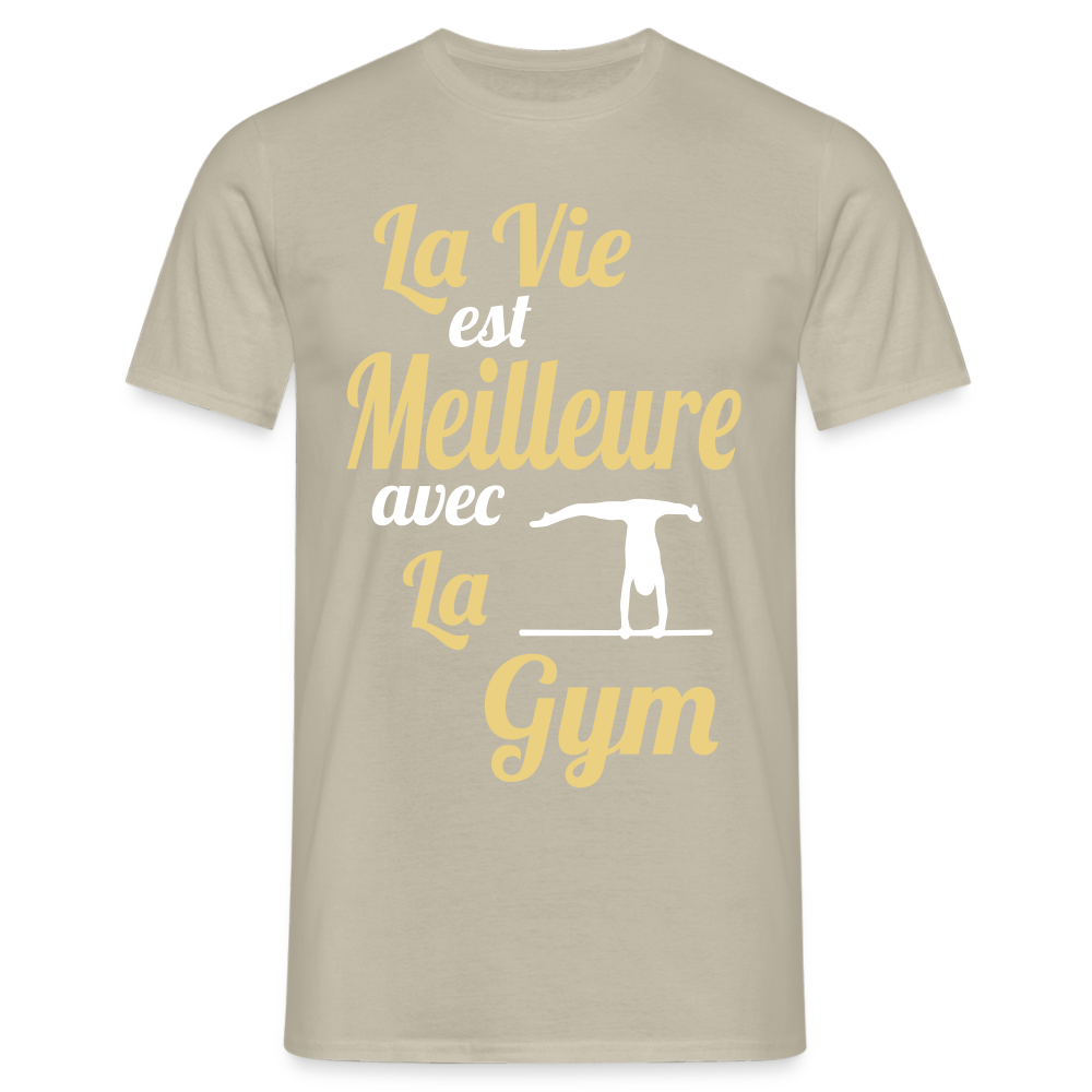 T-shirt Homme - La vie est meilleure avec la gym - beige sable