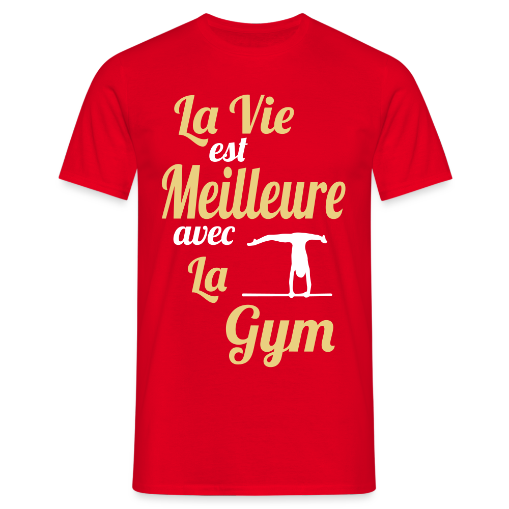 T-shirt Homme - La vie est meilleure avec la gym - rouge