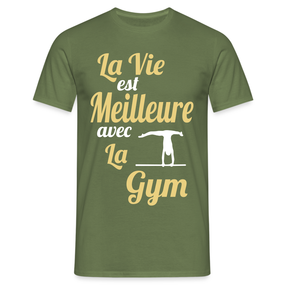 T-shirt Homme - La vie est meilleure avec la gym - vert militaire