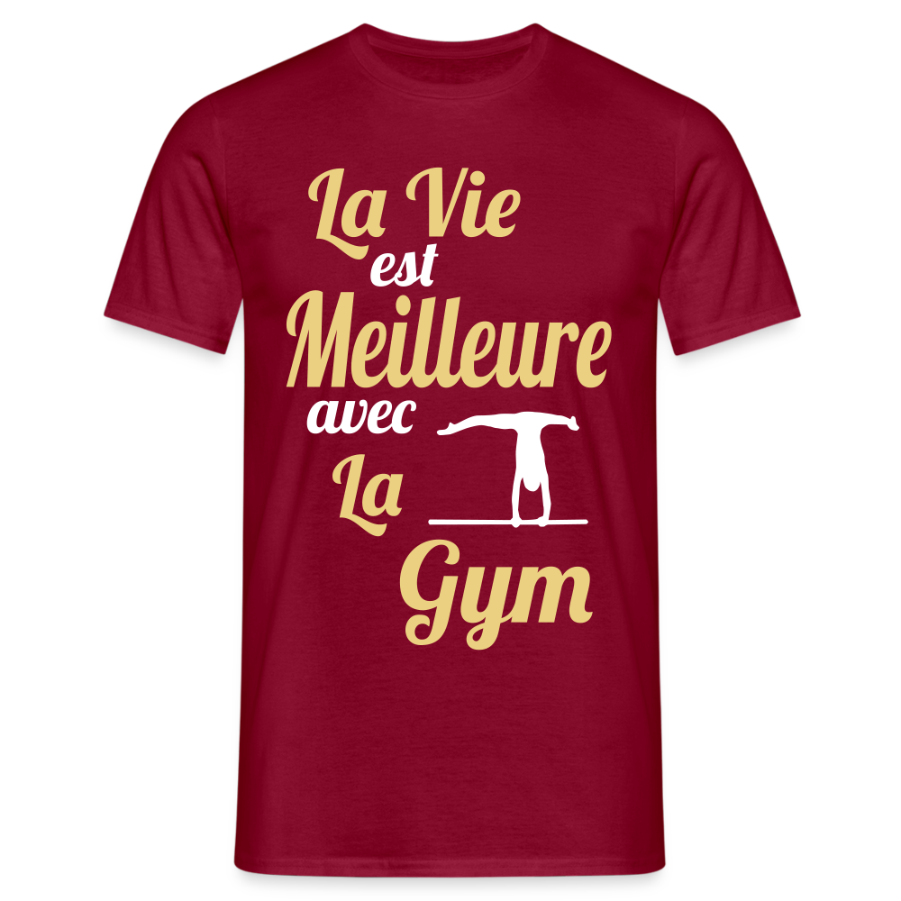 T-shirt Homme - La vie est meilleure avec la gym - rouge brique