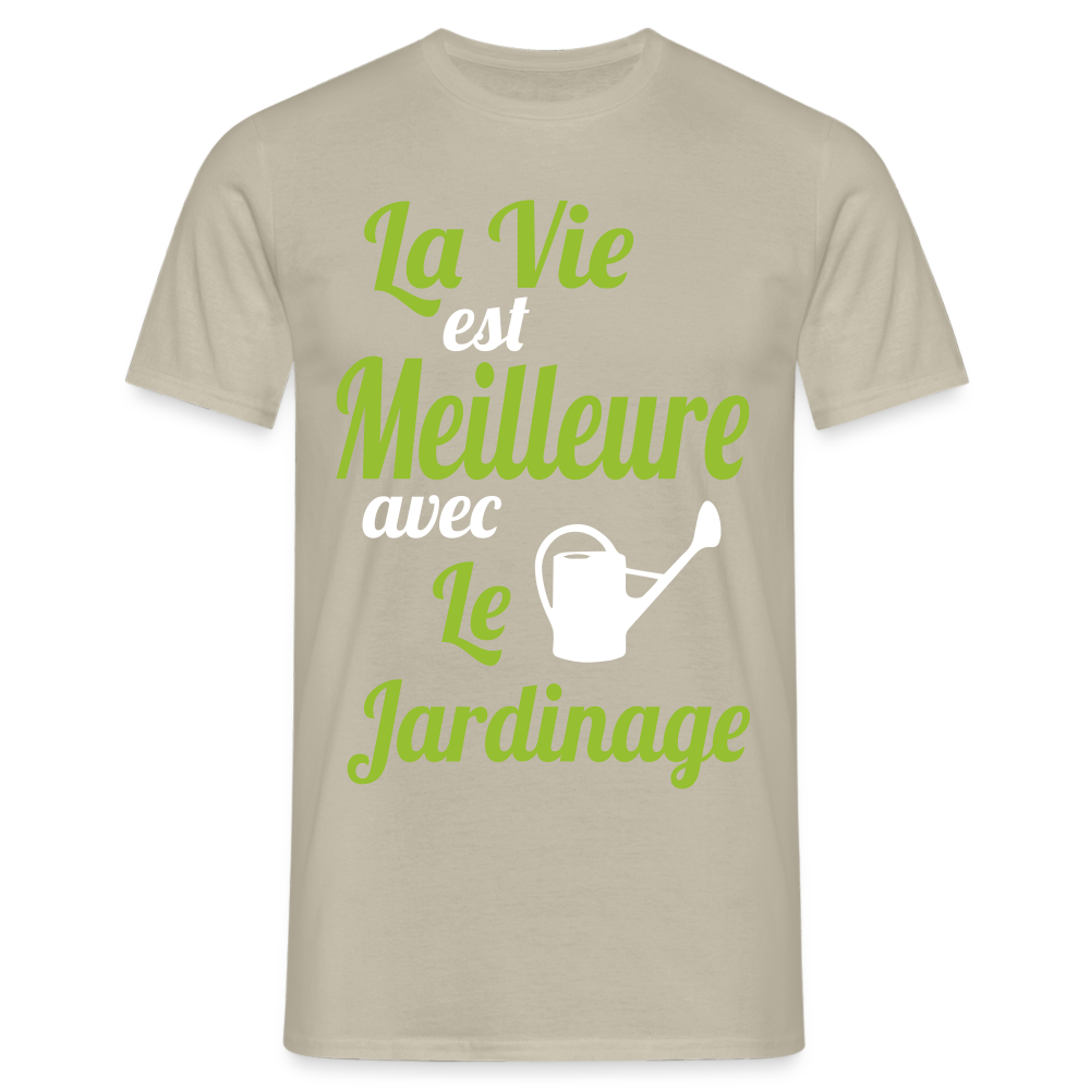 T-shirt Homme - La vie est meilleure avec le jardinage - beige sable