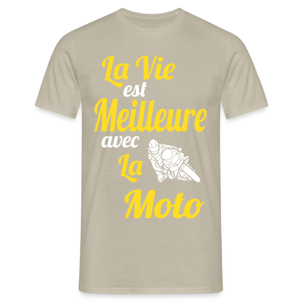 T-shirt Homme - La vie est meilleure avec la Moto - beige sable