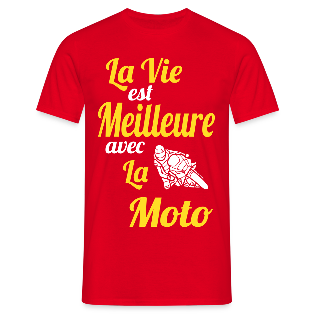 T-shirt Homme - La vie est meilleure avec la Moto - rouge