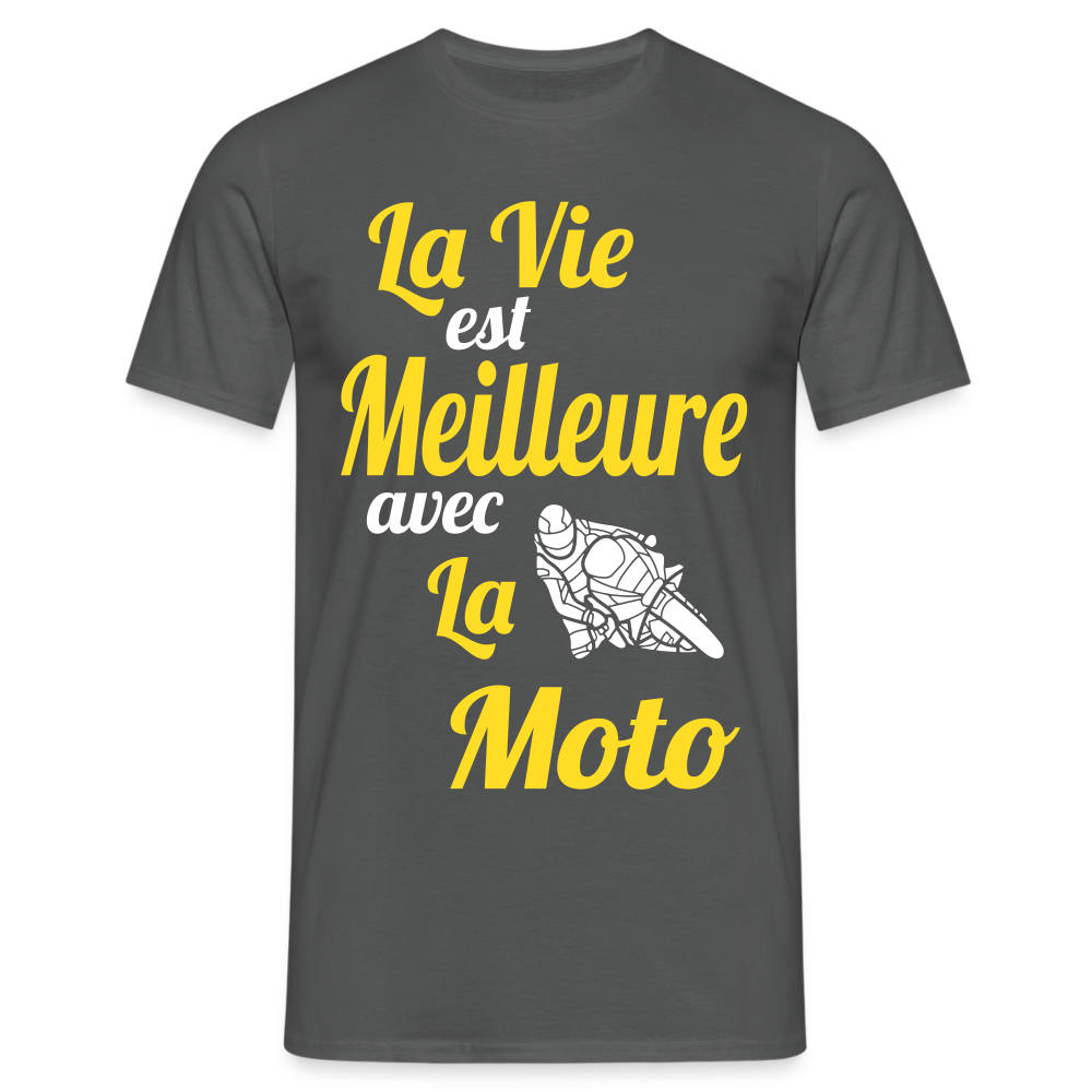 T-shirt Homme - La vie est meilleure avec la Moto - charbon