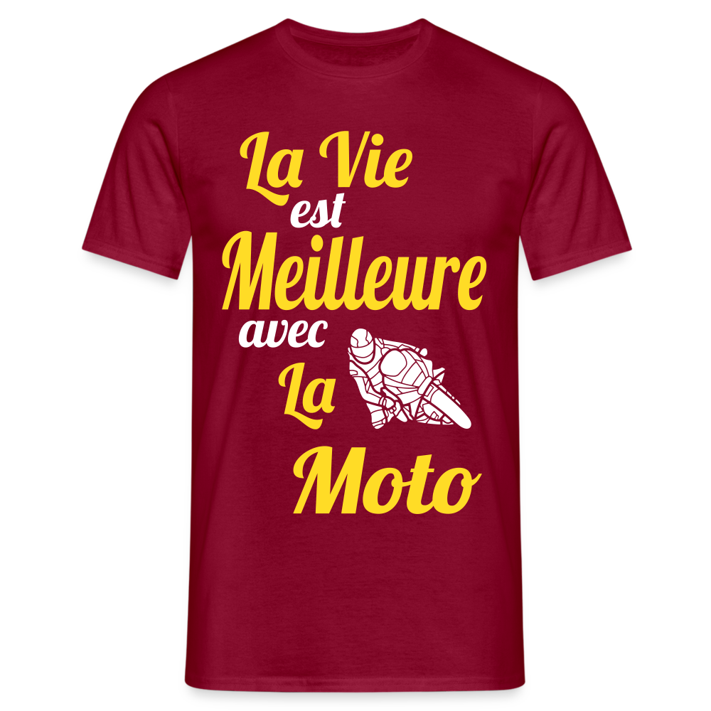 T-shirt Homme - La vie est meilleure avec la Moto - rouge brique