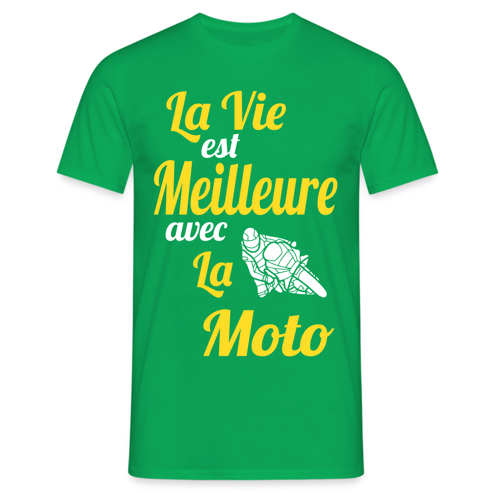 T-shirt Homme - La vie est meilleure avec la Moto - vert