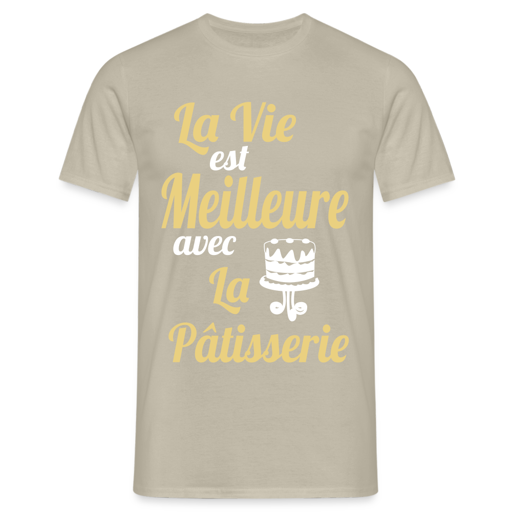 T-shirt Homme -  La vie est meilleure avec la Pâtisserie - beige sable