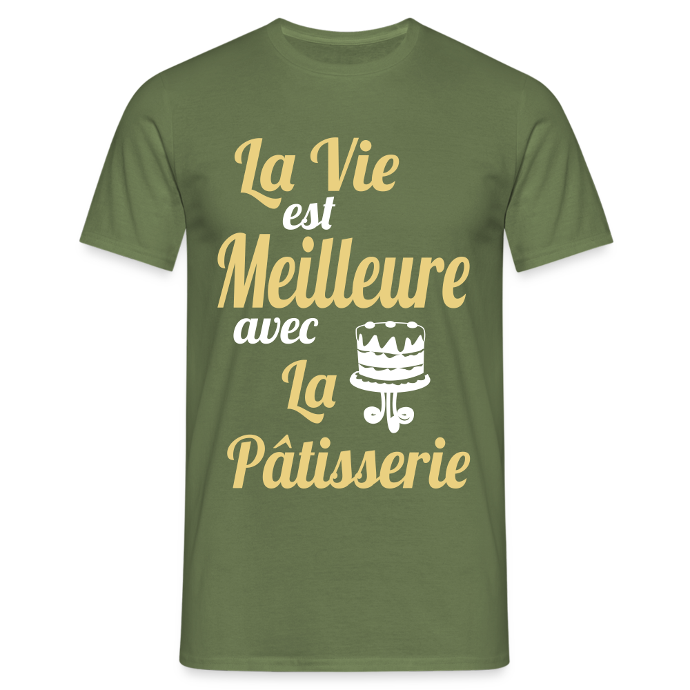 T-shirt Homme -  La vie est meilleure avec la Pâtisserie - vert militaire