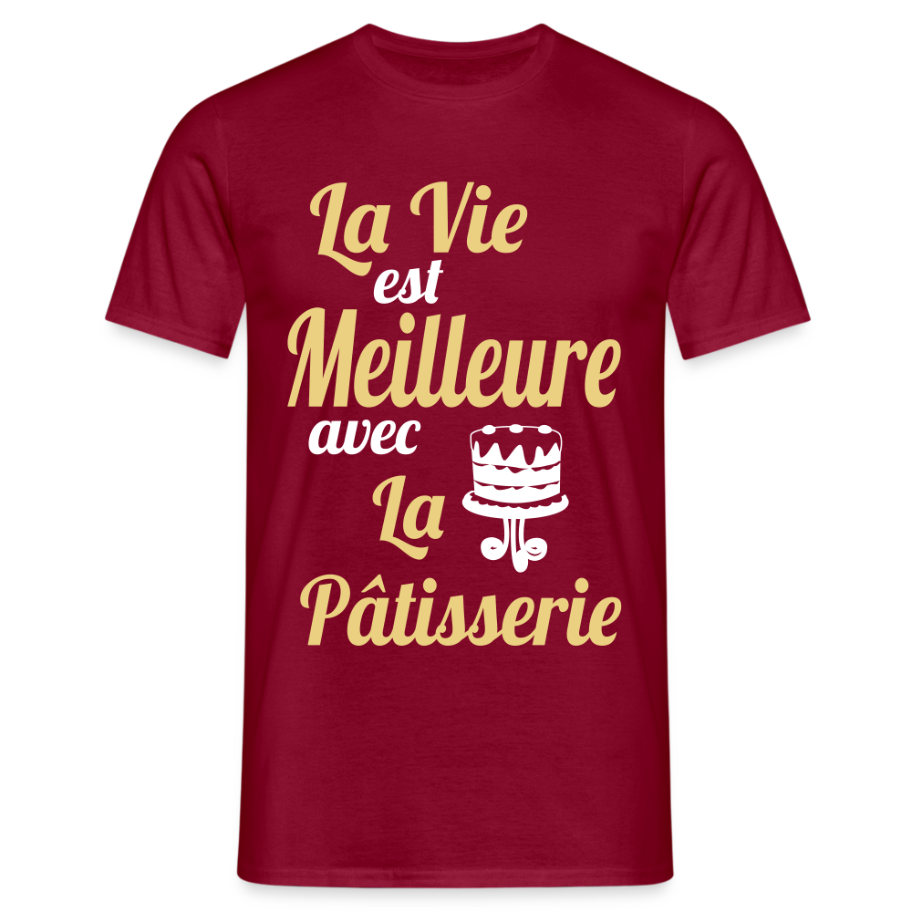 T-shirt Homme -  La vie est meilleure avec la Pâtisserie - rouge brique