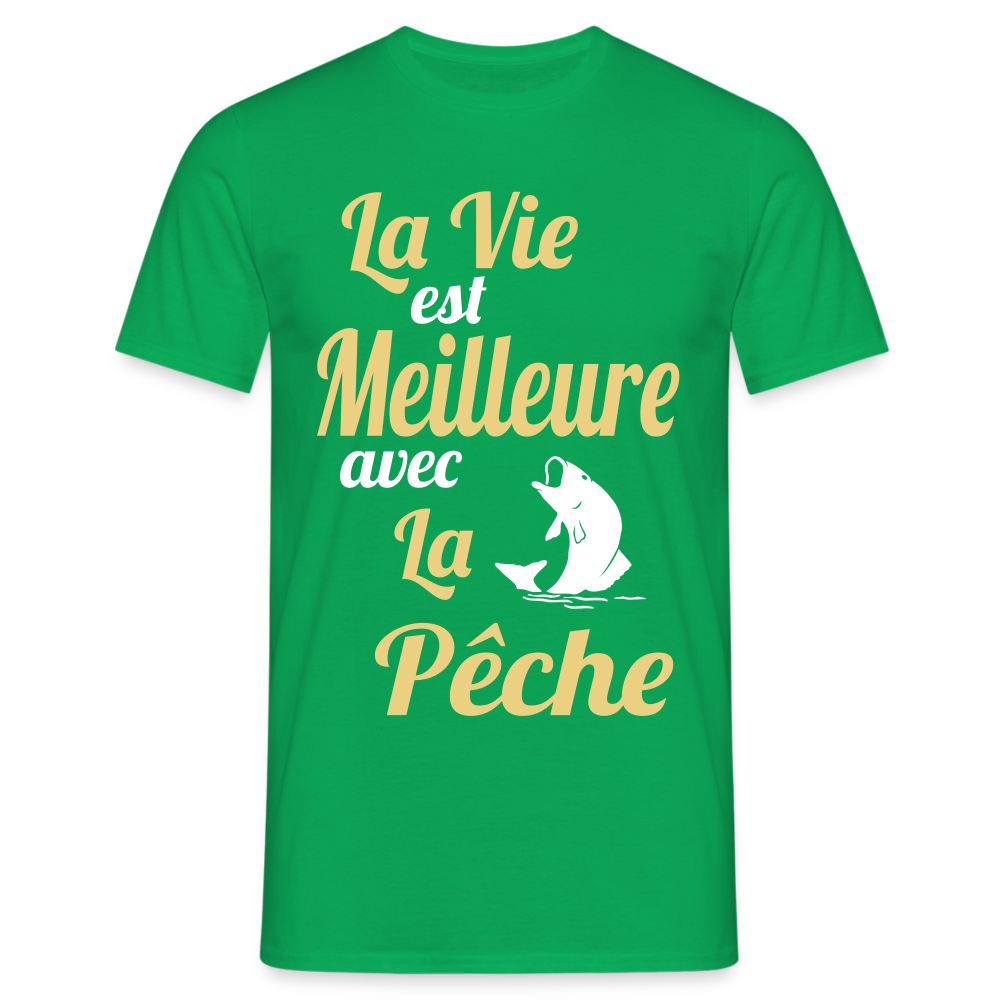 T-shirt Homme - La vie est meilleure avec la Pêche - vert