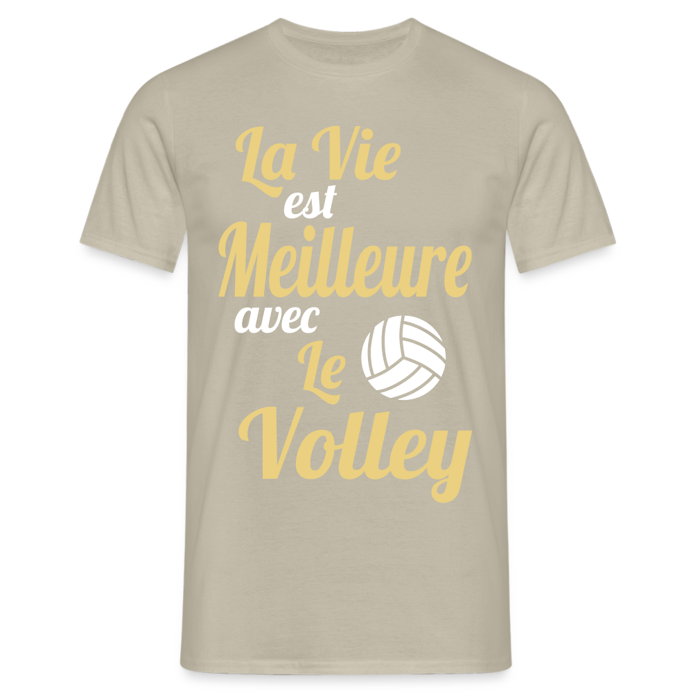 T-shirt Homme - La vie est meilleure avec le Volley - beige sable