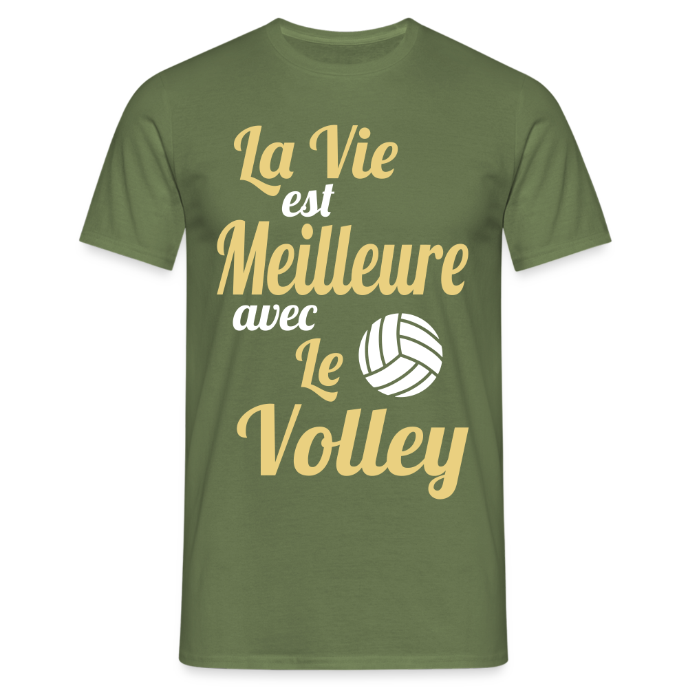 T-shirt Homme - La vie est meilleure avec le Volley - vert militaire