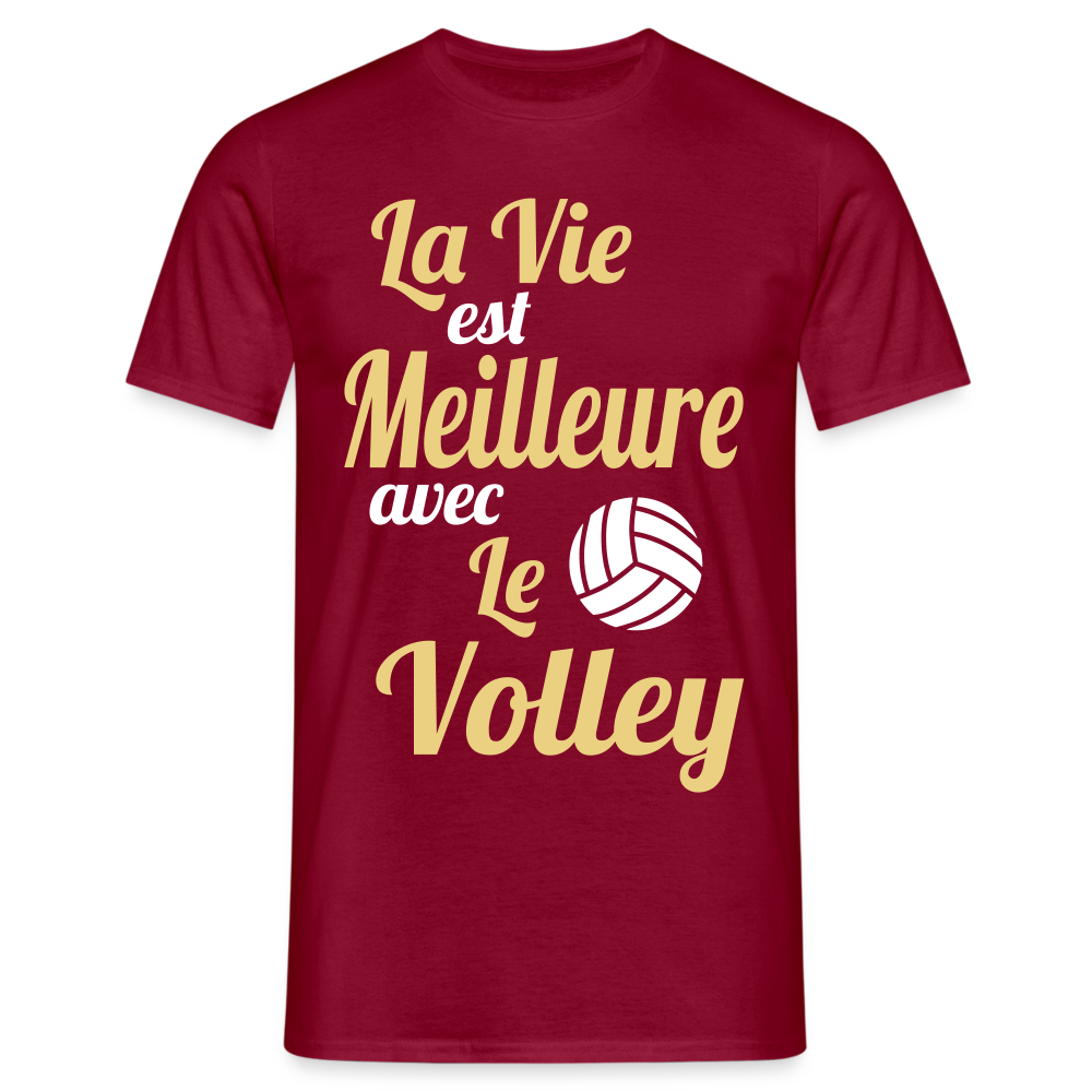 T-shirt Homme - La vie est meilleure avec le Volley - rouge brique