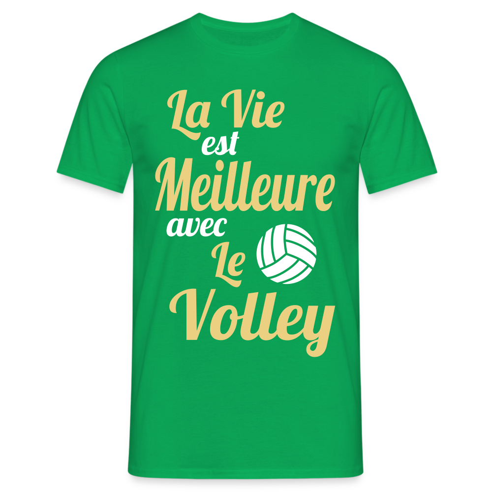 T-shirt Homme - La vie est meilleure avec le Volley - vert