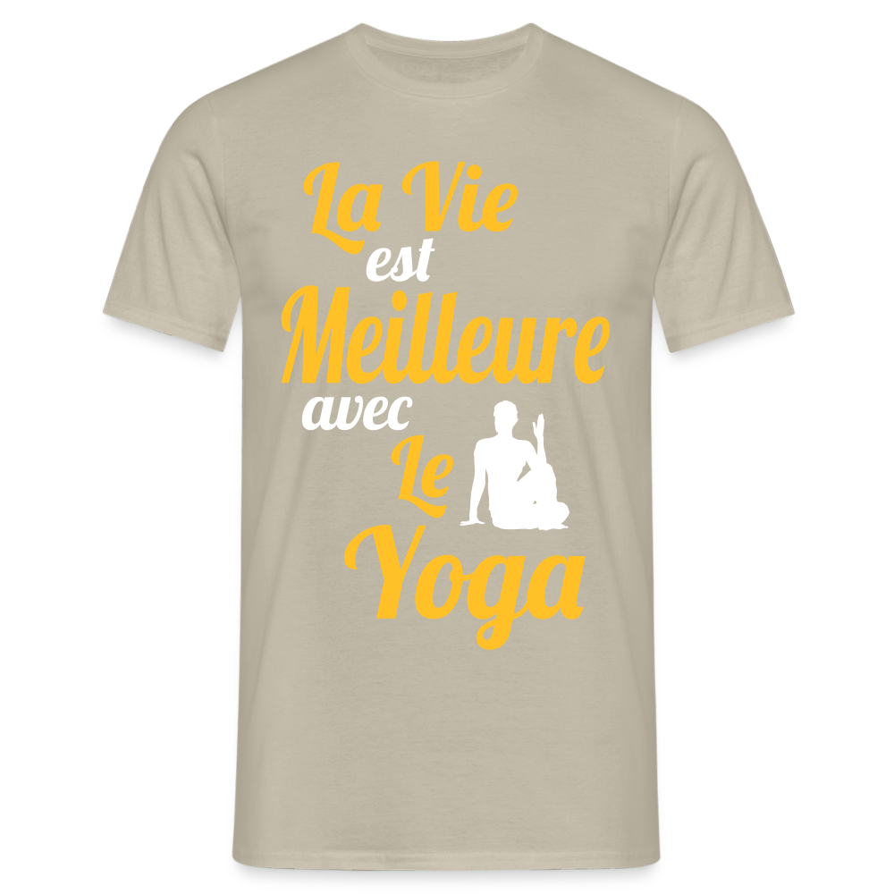 T-shirt Homme - La vie est meilleure avec le Yoga - beige sable