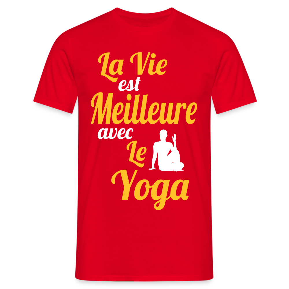 T-shirt Homme - La vie est meilleure avec le Yoga - rouge