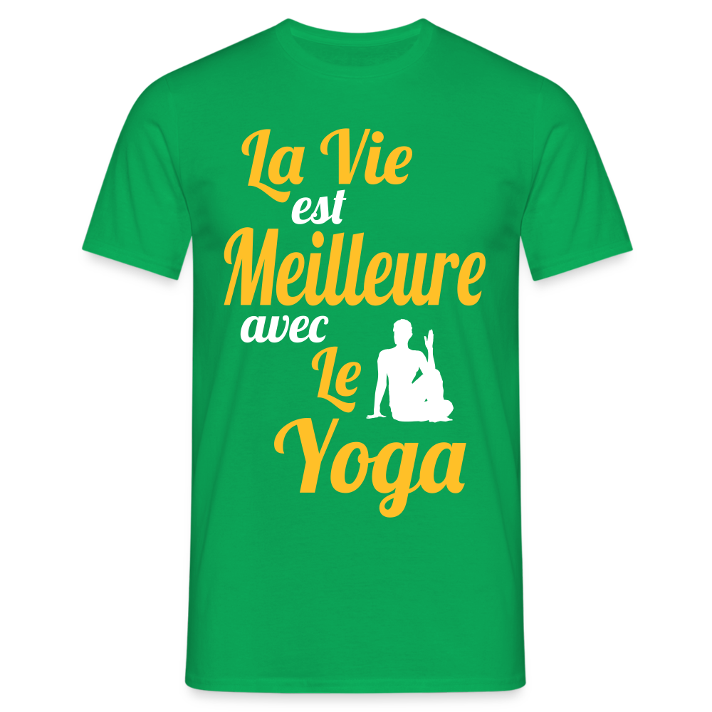 T-shirt Homme - La vie est meilleure avec le Yoga - vert