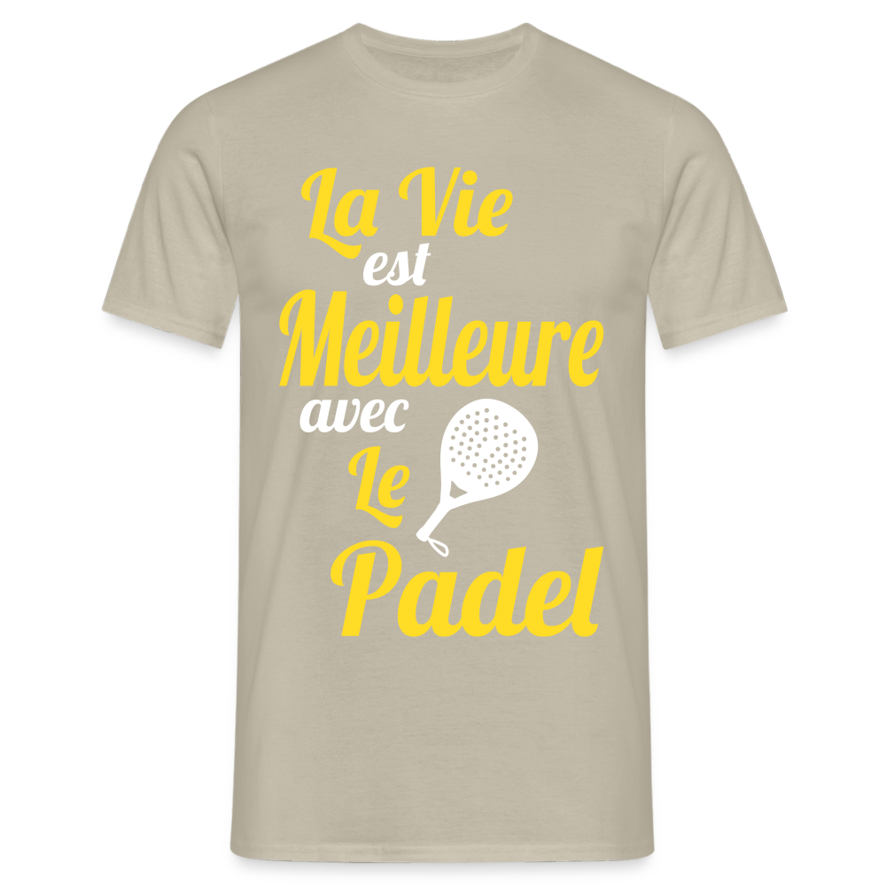 T-shirt Homme - La vie est meilleure avec le Padel - beige sable