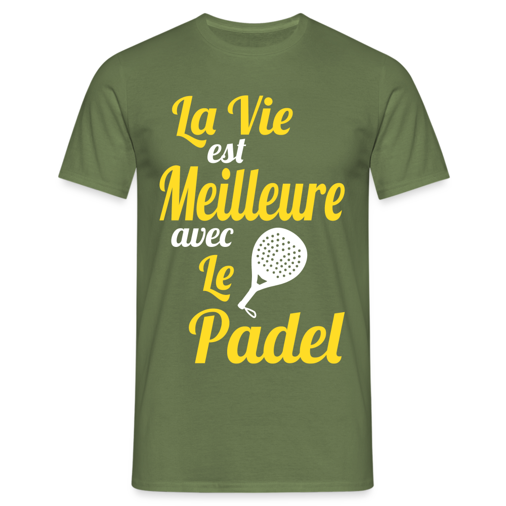 T-shirt Homme - La vie est meilleure avec le Padel - vert militaire