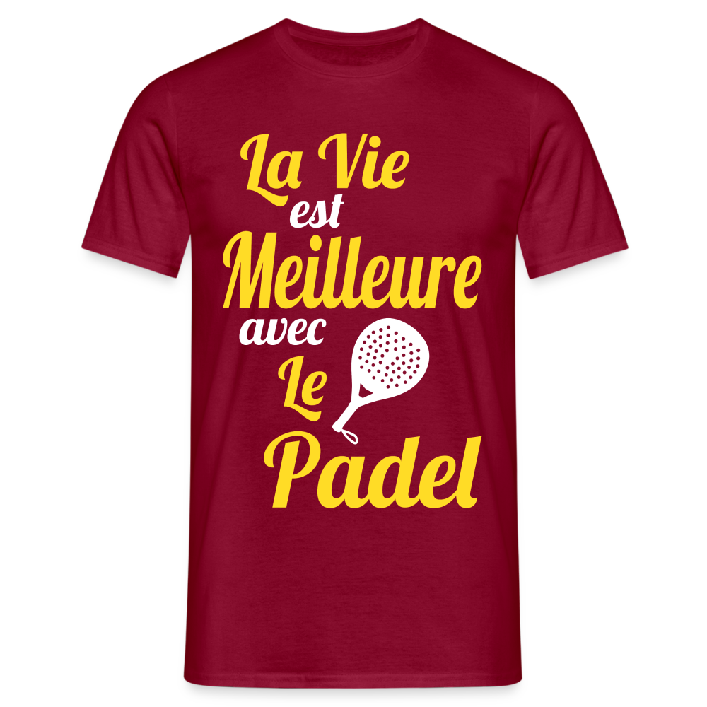 T-shirt Homme - La vie est meilleure avec le Padel - rouge brique