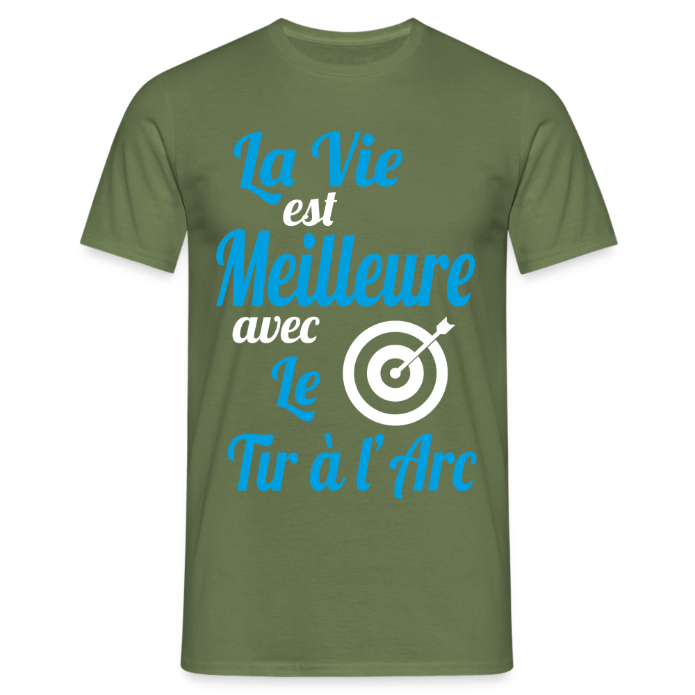 T-shirt Homme - La vie est meilleure avec le Tir à l'arc - vert militaire