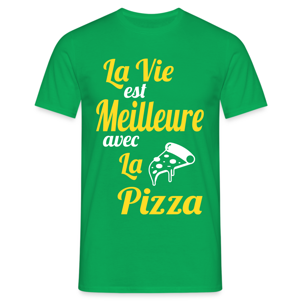 T-shirt Homme - La vie est meilleure avec la Pizza - vert