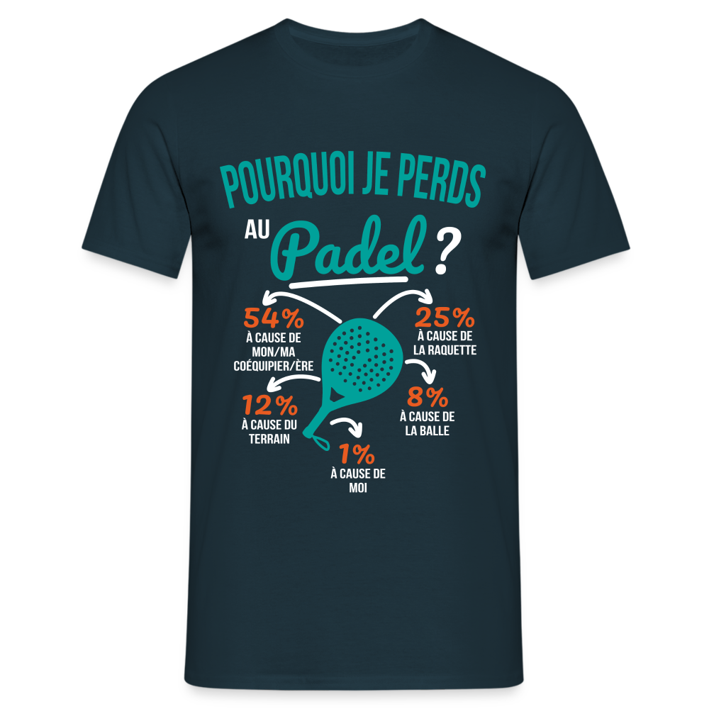 T-shirt Homme - Pourquoi Je Perds Au Padel - marine