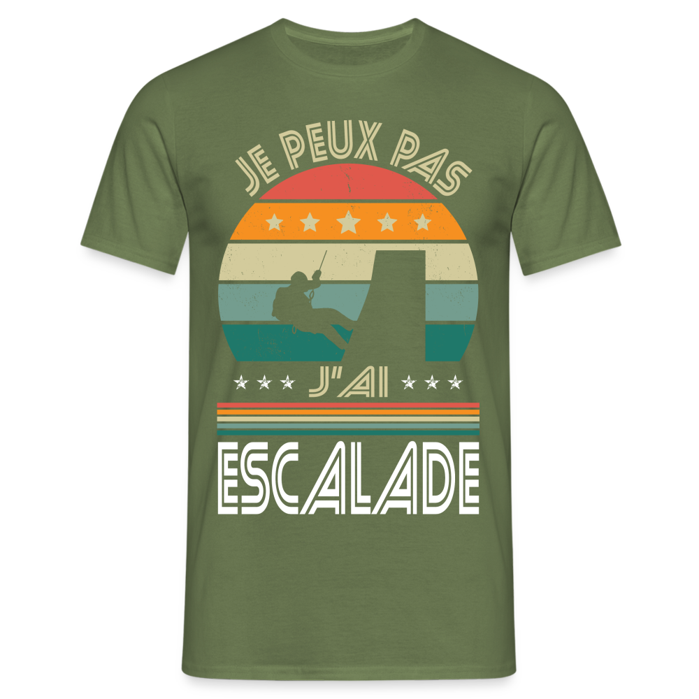 T-shirt Homme - Je peux pas j'ai Escalade - vert militaire