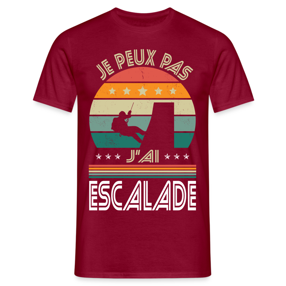 T-shirt Homme - Je peux pas j'ai Escalade - rouge brique