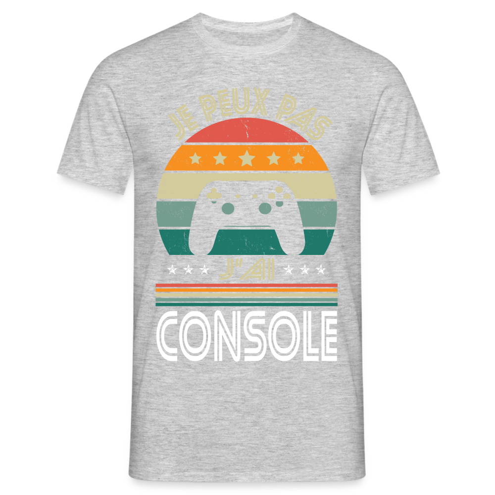 T-shirt Homme - Je peux pas j'ai Console - gris chiné