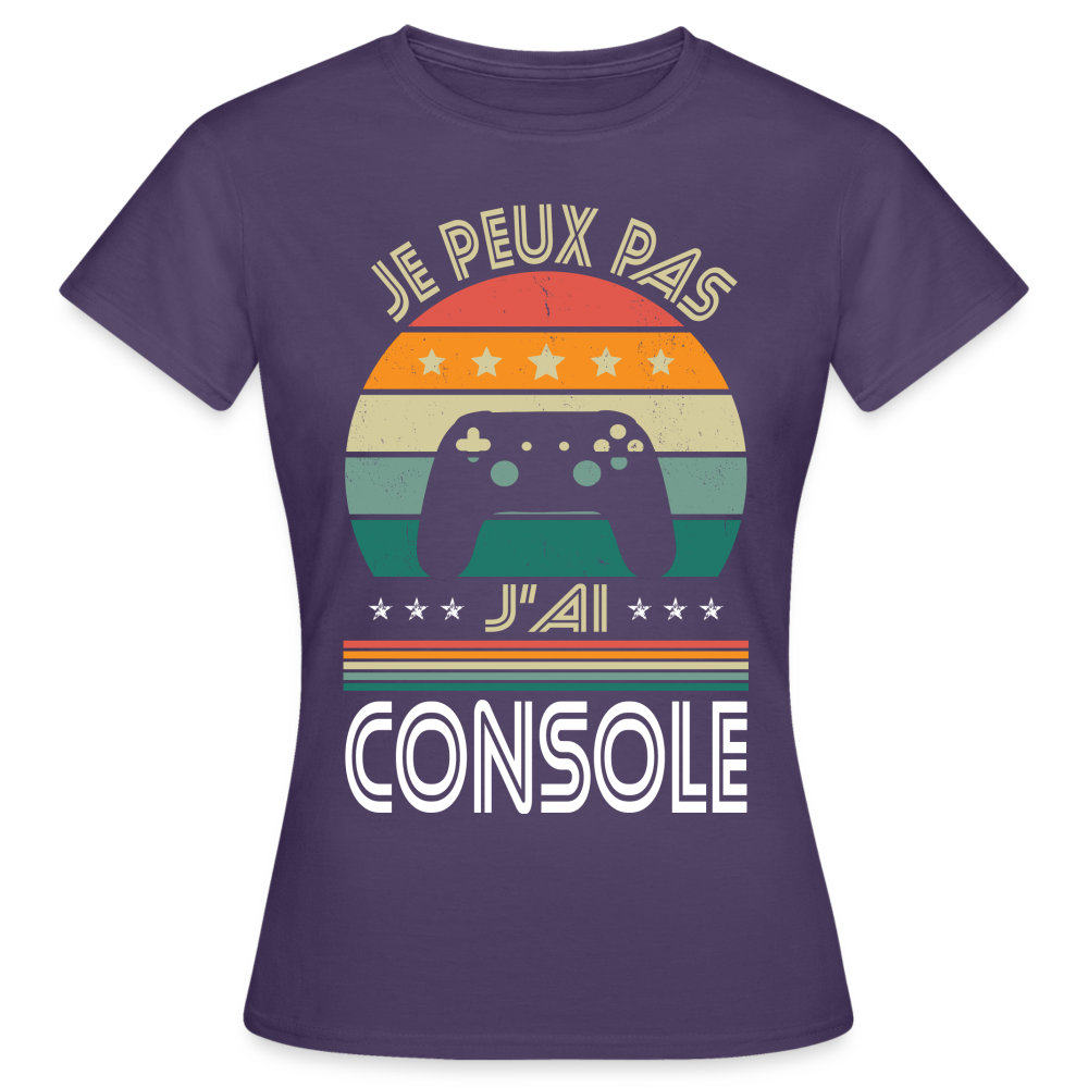 T-shirt Femme - Je peux pas j'ai Console - violet foncé