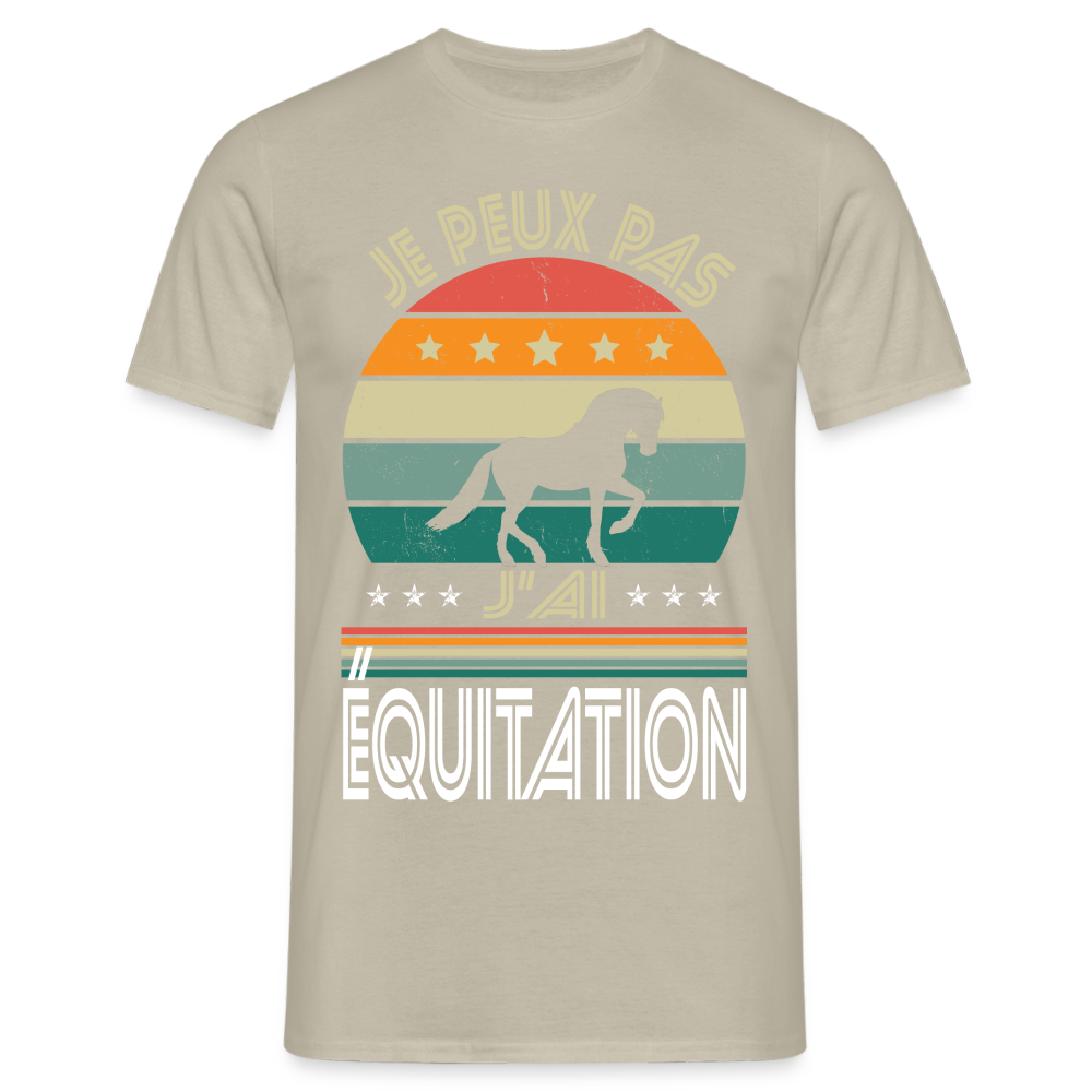 T-shirt Homme - Je peux pas j'ai Équitation - beige sable