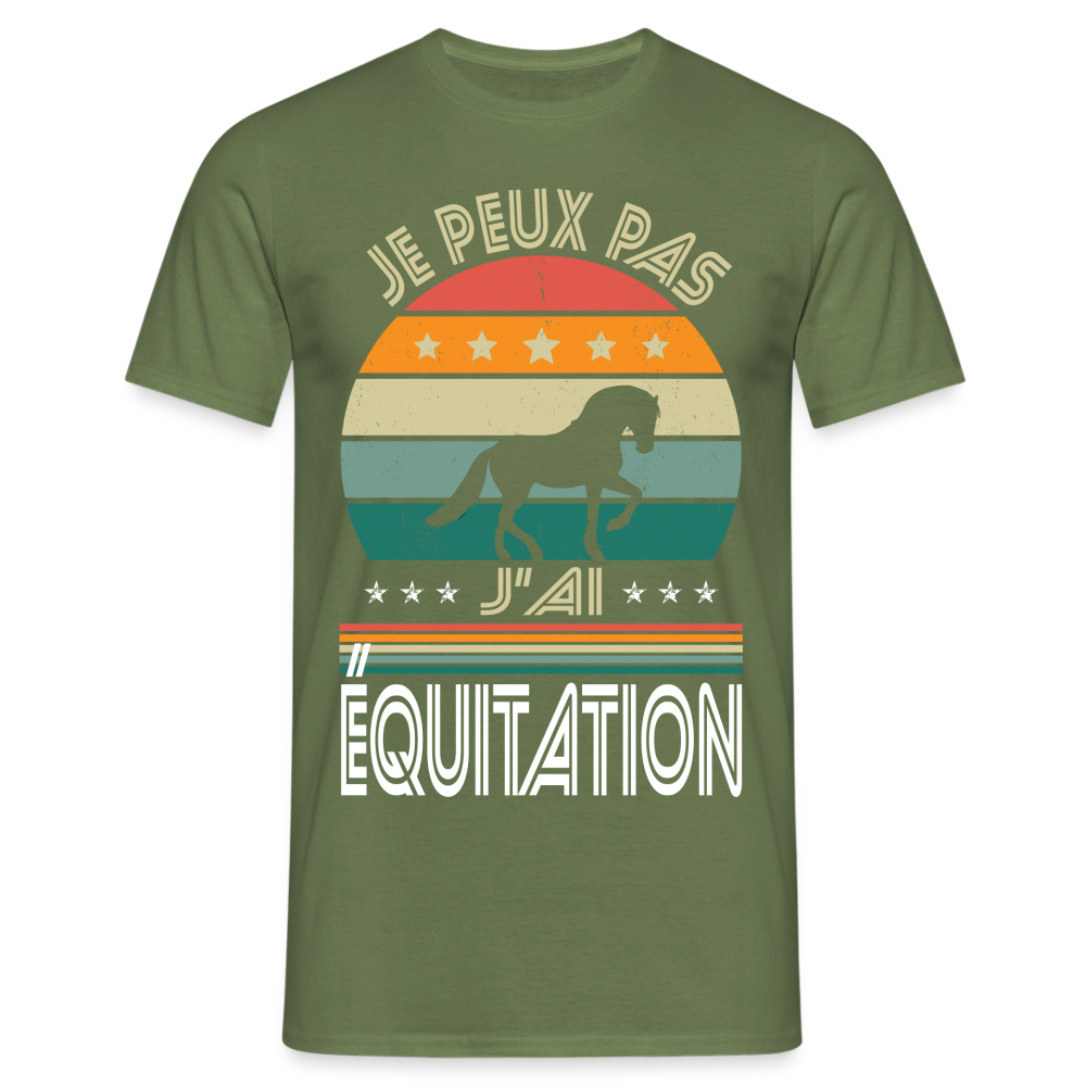 T-shirt Homme - Je peux pas j'ai Équitation - vert militaire